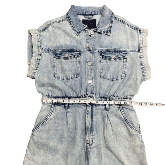 Blank NYC Light Wash Denim Short Sleeve Romper LARGE NWT - Picture 9 of 16